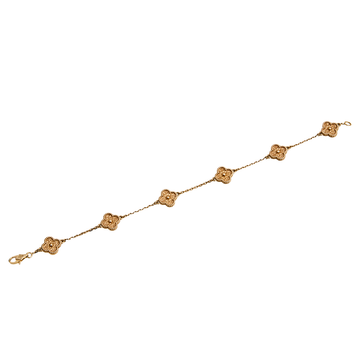

Van Cleef & Arpels Sweet Alhambra 18k Rose Gold Textured Station Bracelet