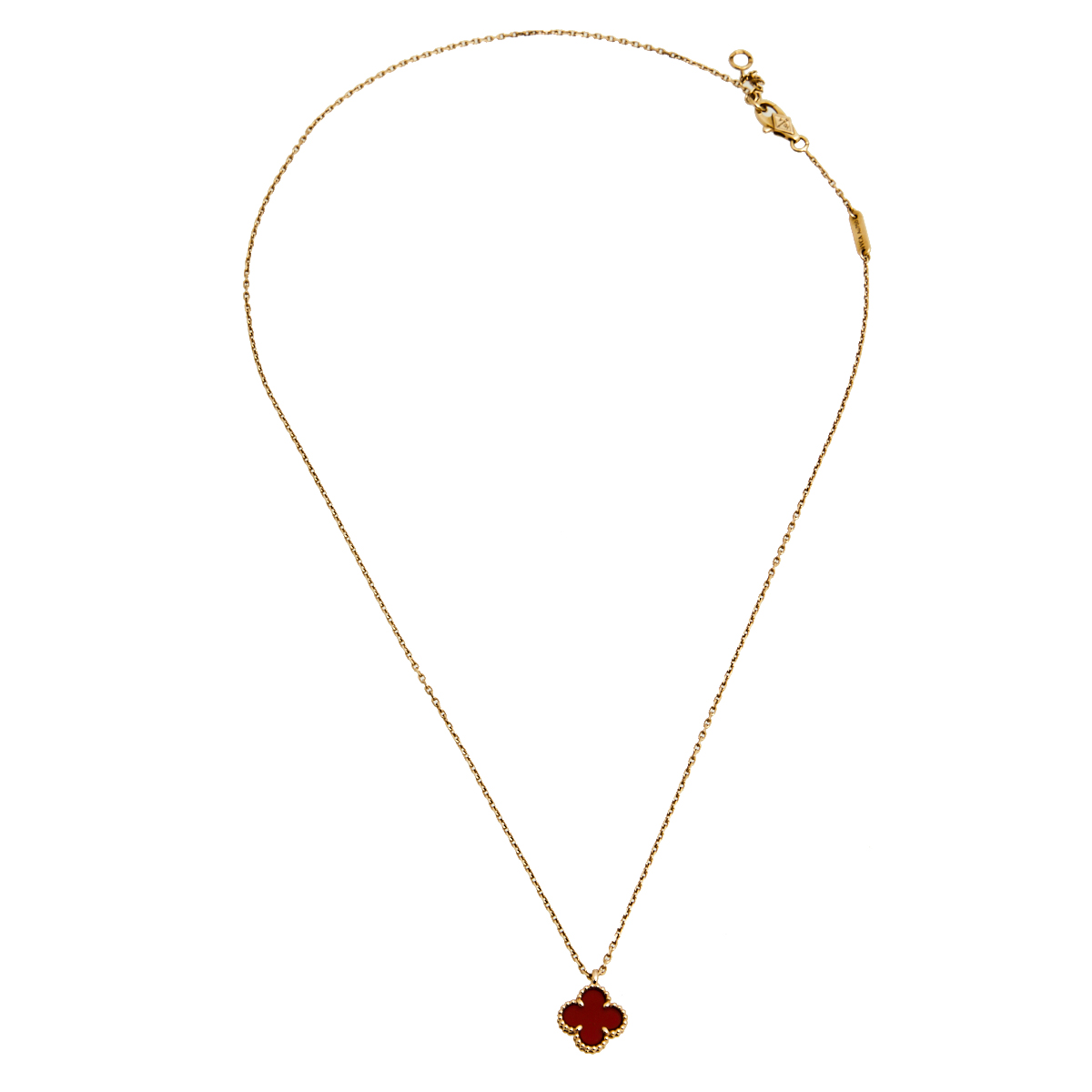 

Van Cleef & Arpels Sweet Alhambra Carnelian 18K Rose Gold Pendant Necklace