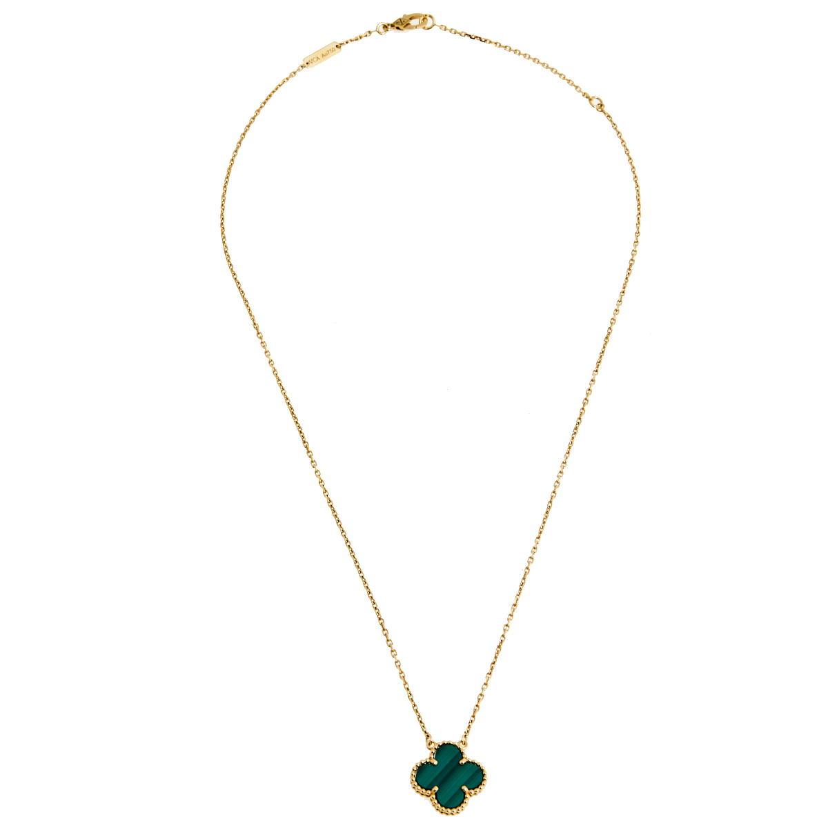 

Van Cleef & Arpels Vintage Alhambra Malachite 18k Yellow Gold Necklace