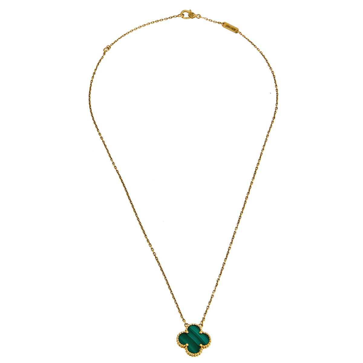 

Van Cleef & Arpels Vintage Alhambra Malachite 18k Yellow Gold Pendant Necklace