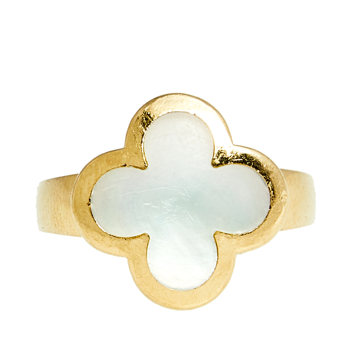 

Van Cleef & Arpels Pure Alhambra Mother of Pearl 18k Yellow Gold Ring Size