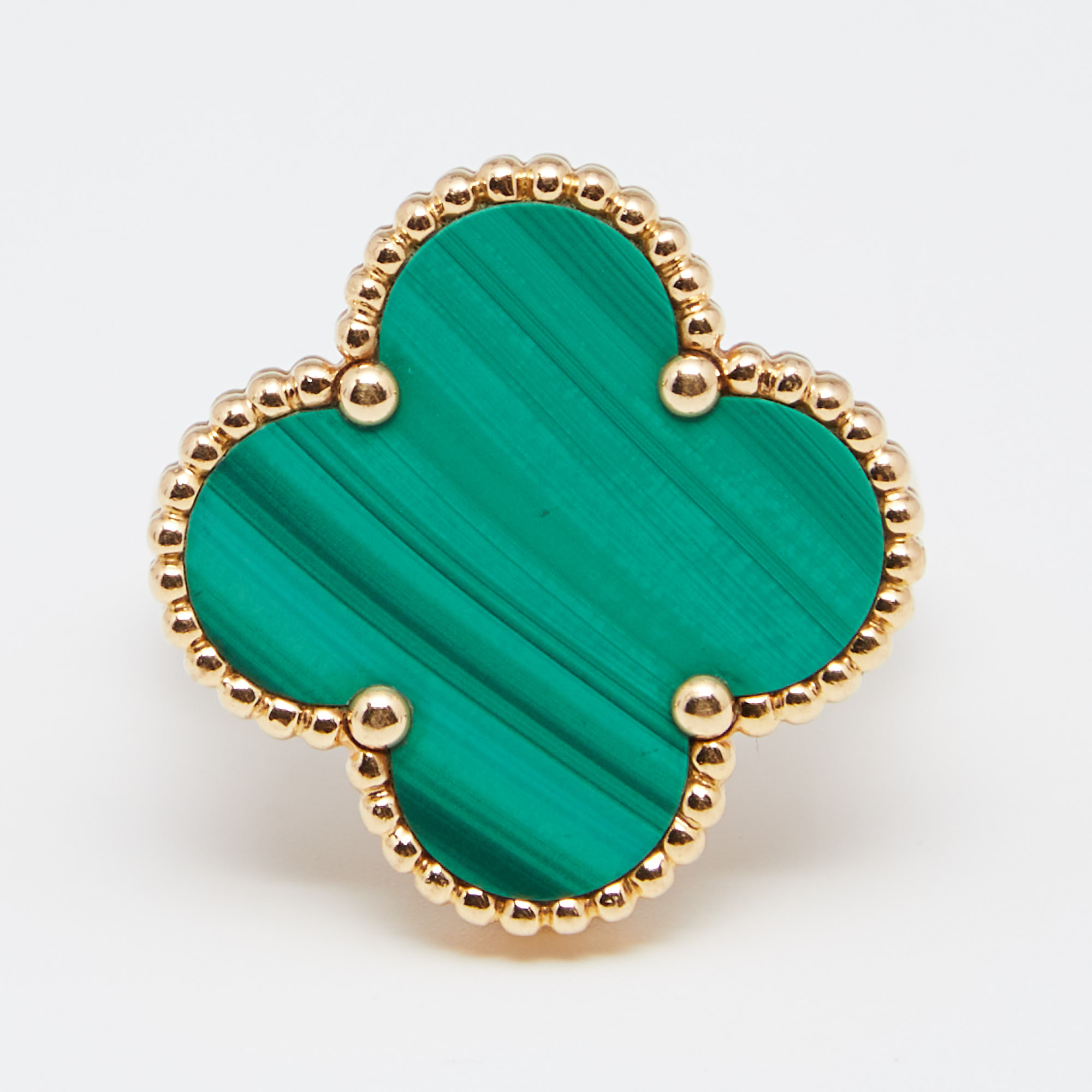 

Van Cleef & Arpels Magic Alhambra Malachite 18K Yellow Gold Ring Size
