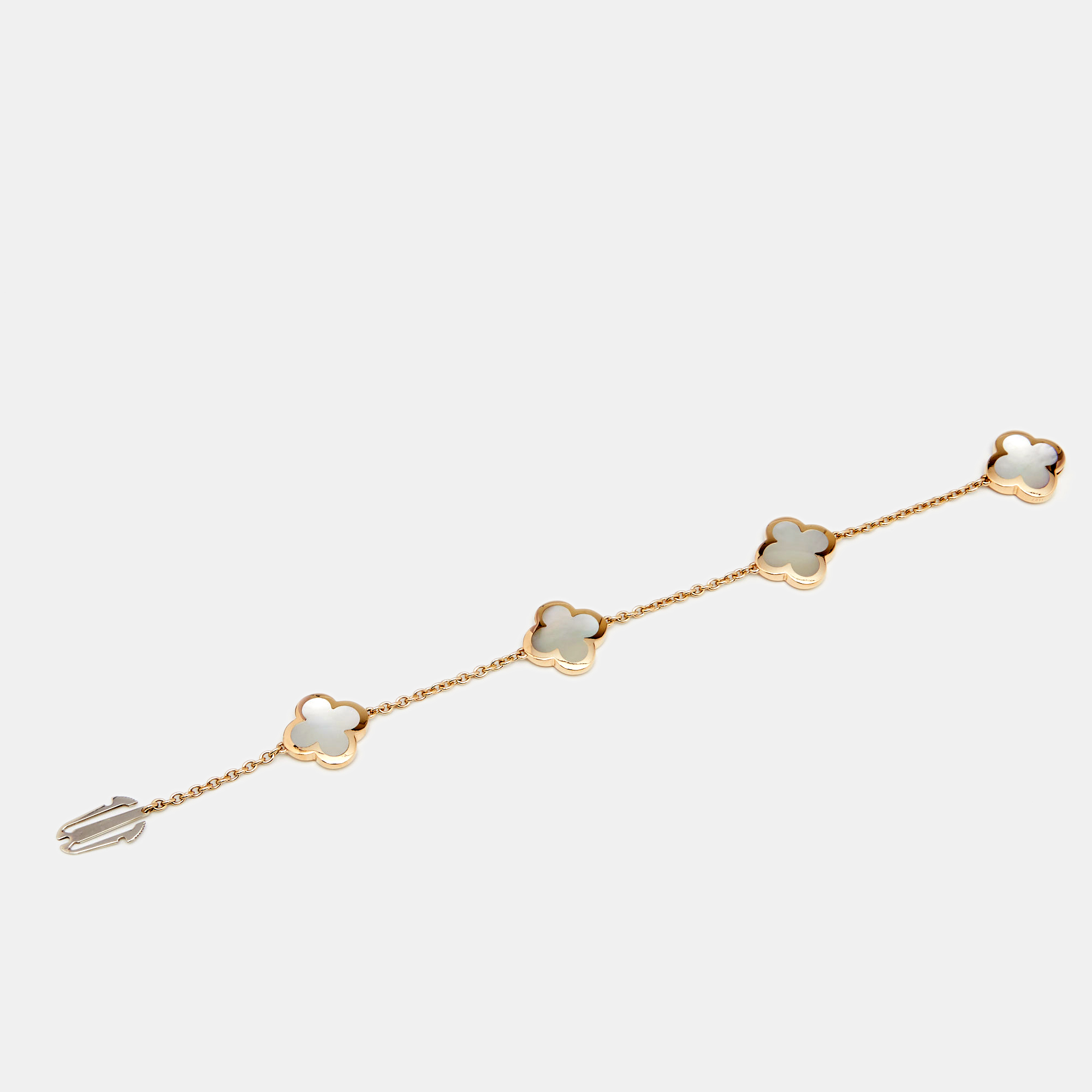 

Van Cleef & Arpels Pure Alhambra 4 Motifs Mother Of Pearl 18K Yellow Gold Station Bracelet