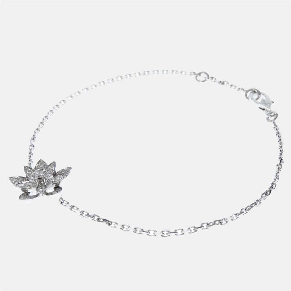 

Van Cleef & Arpels Lotus 18K White Gold Diamond Bracelet 15.5