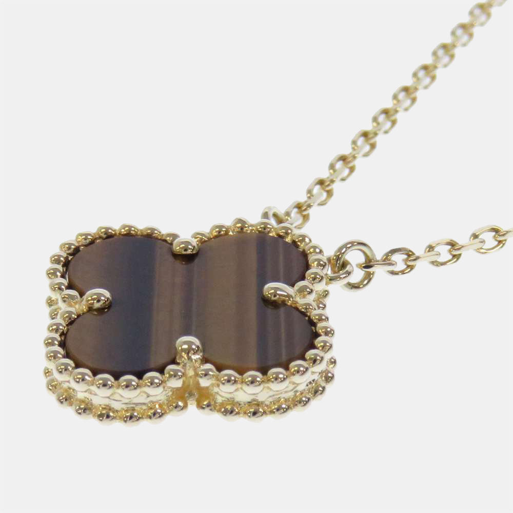 

Van Cleef & Arpels Vintage Alhambra 18K Yellow Gold Tiger Eye Necklace