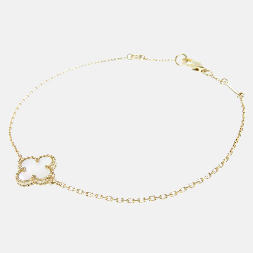 

Van Cleef & Arpels Sweet Alhambra 18K Yellow Gold Mother of Pearl Bracelet 6.7