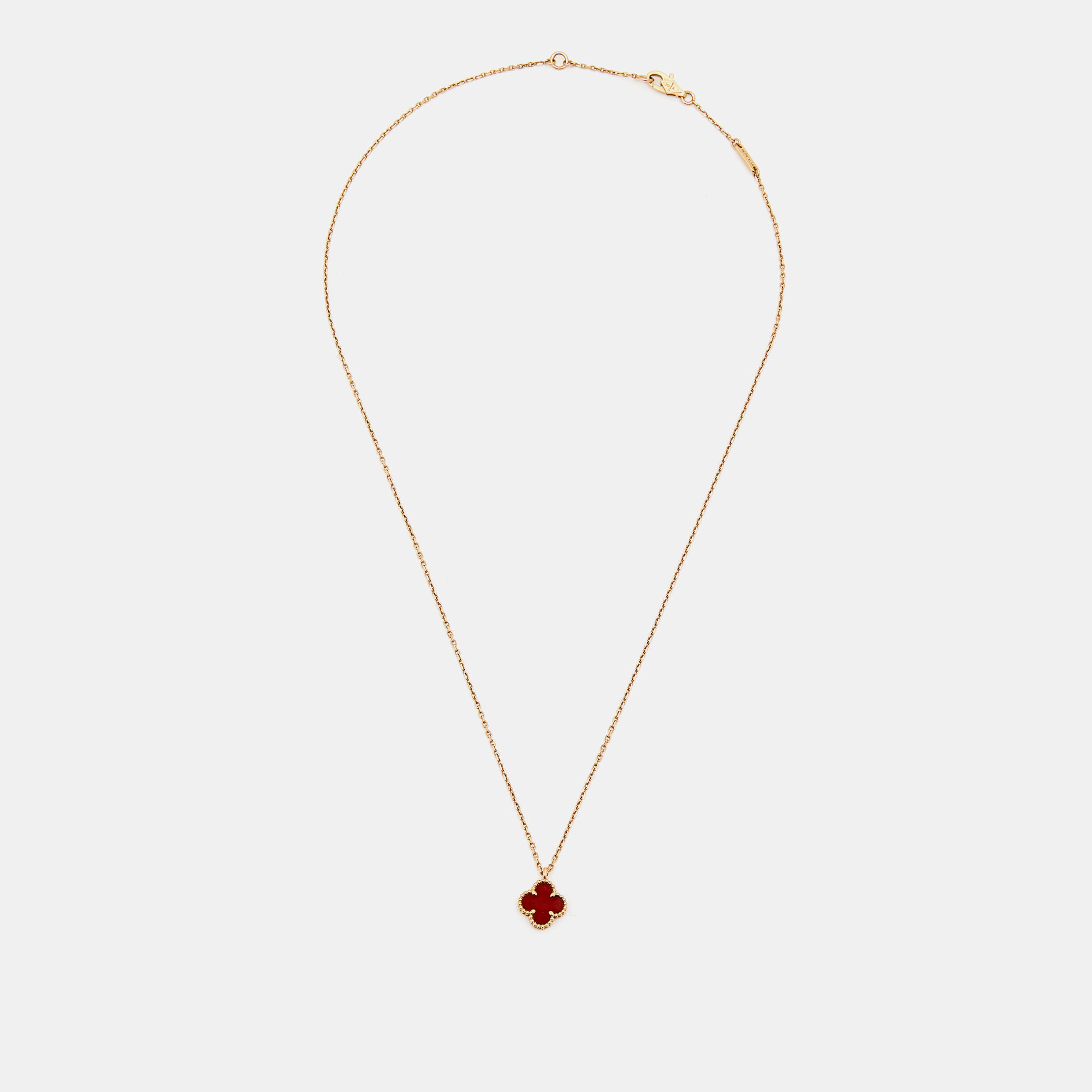 

Van Cleef & Arpels Sweet Alhambra Carnelian 18k Rose Gold Pendant Necklace