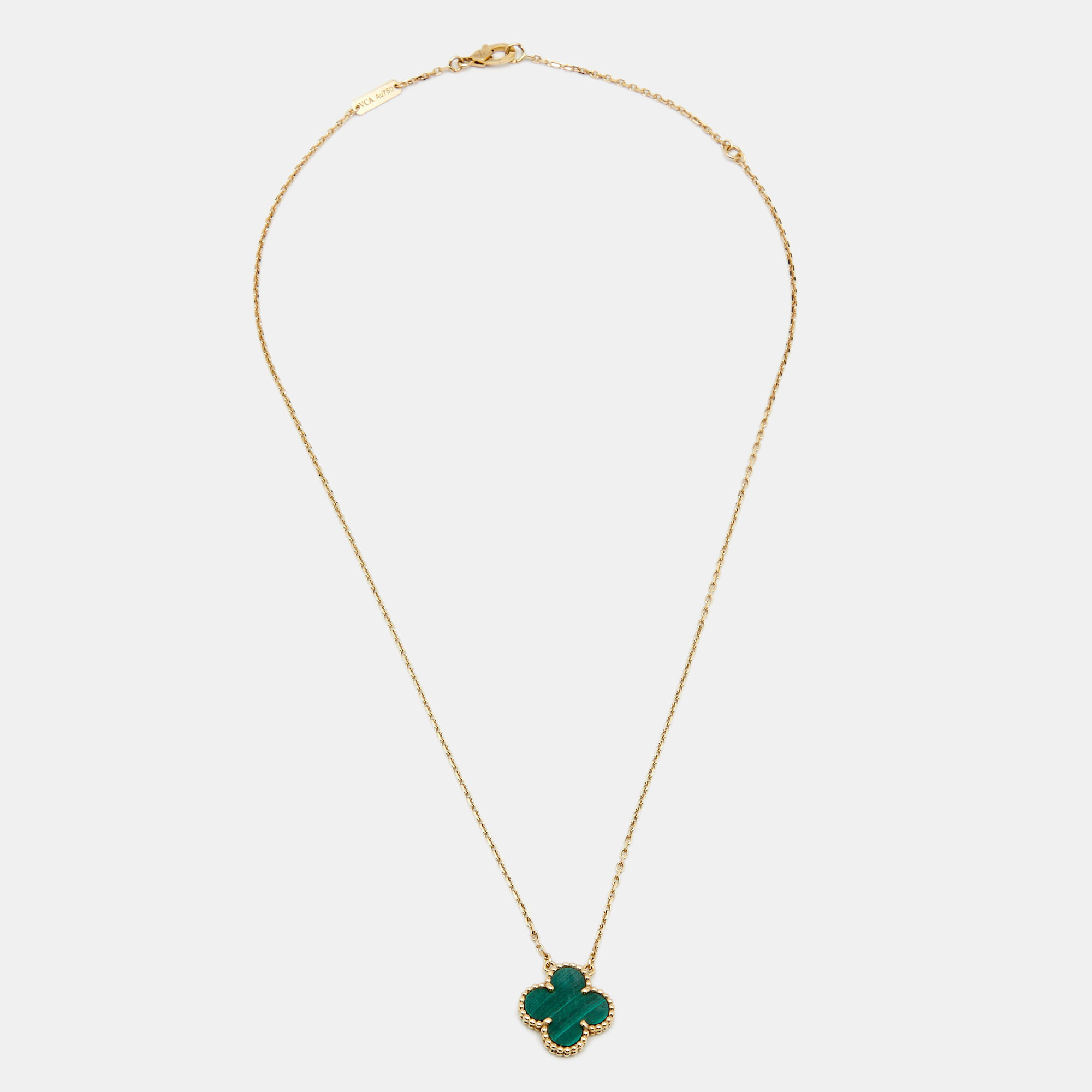 

Van Cleef & Arpels Vintage Alhambra Malachite 18k Yellow Gold Necklace