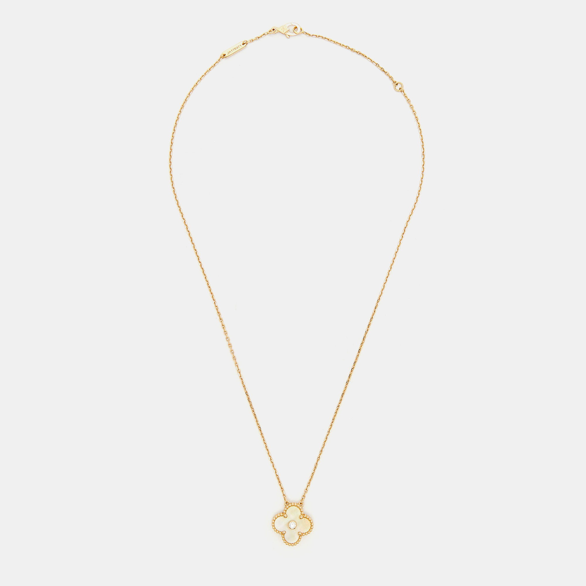 

Van Cleef & Arpels Vintage Alhambra Gold Mother of Pearl Diamond 18k Yellow Gold Necklace