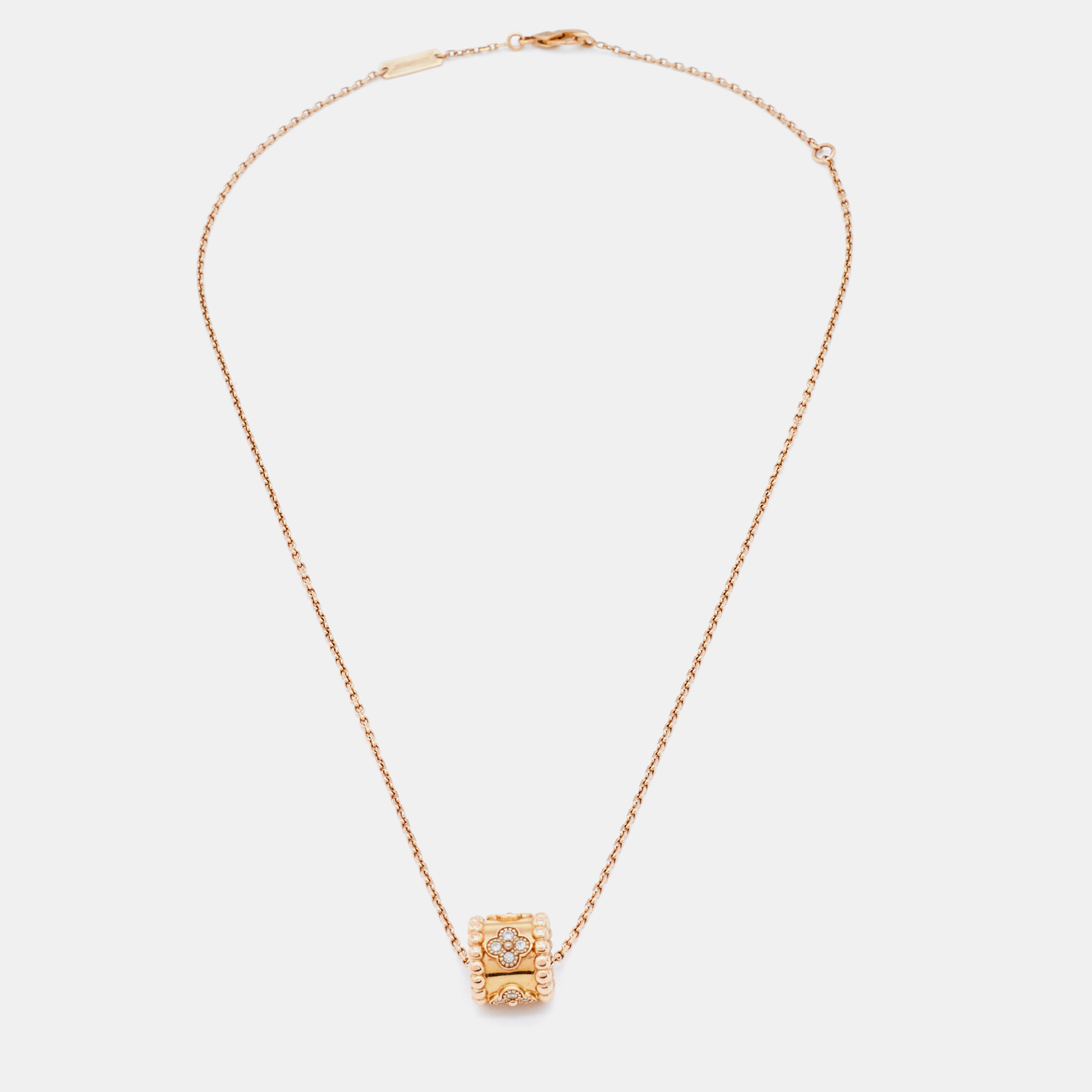 

Van Cleef & Arpels Perlée Clover Diamonds 18k Rose Gold Pendant Necklace