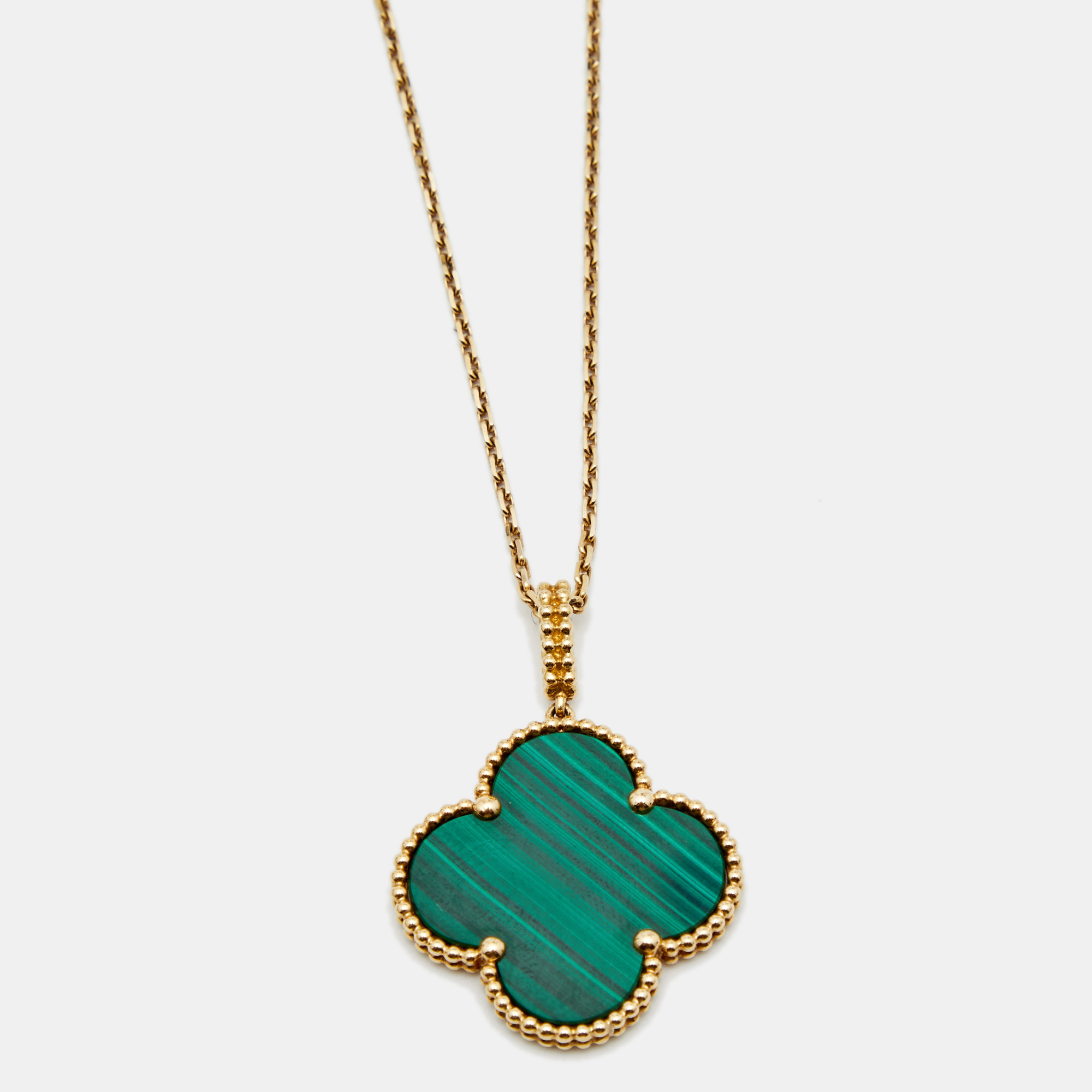 Preowned Van Cleef & Arpels Magic Alhambra Malachite 18k Yellow Gold