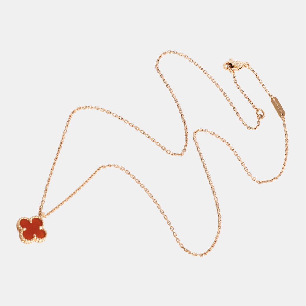 

Van Cleef & Arpels Sweet Alhambra Carnelian Pendant in 18K Rose Gold