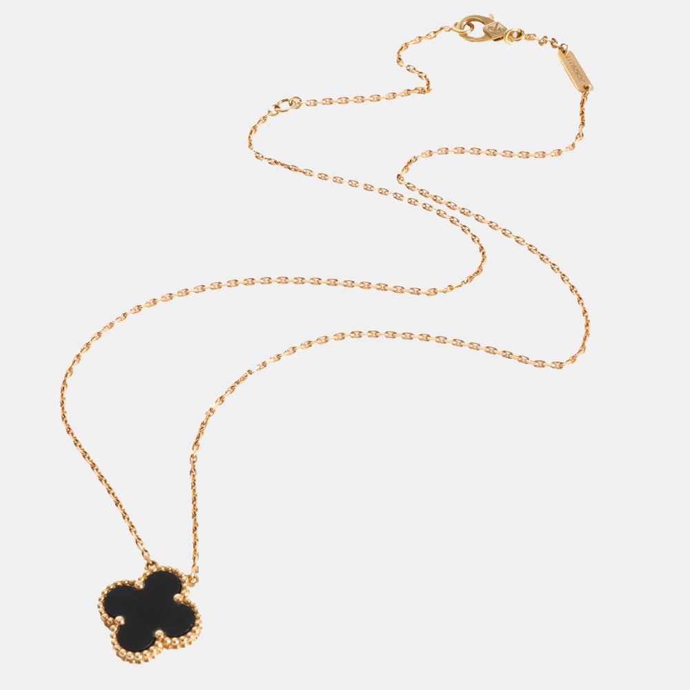 

Van Cleef & Arpels Vintage Alhambra Black Onyx Pendant in 18K Yellow Gold