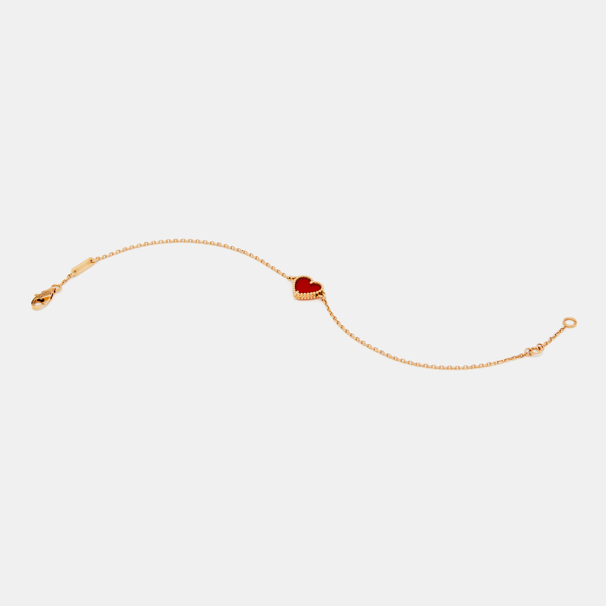 

Van Cleef & Arpels Sweet Alhambra Heart Carnelian 18k Rose Gold Bracelet