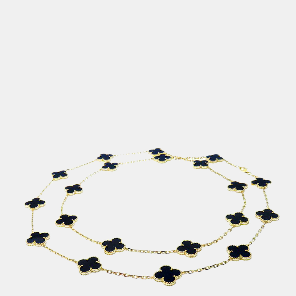 

Van Cleef & Arpels Vintage Alhambra 18K Yellow Gold Onyx Necklace