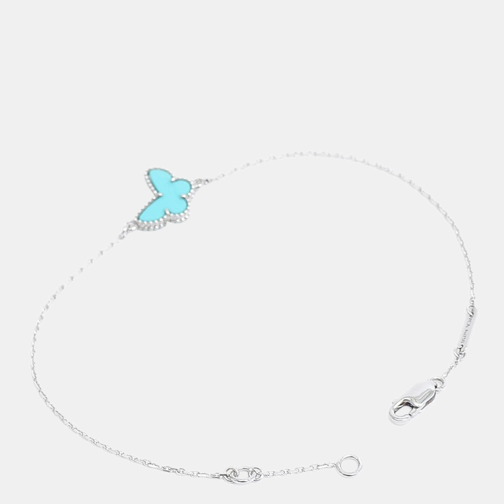 

Van Cleef & Arpels 18K White Gold and Turquoise Sweet Alhambra Butterfly Bracelet