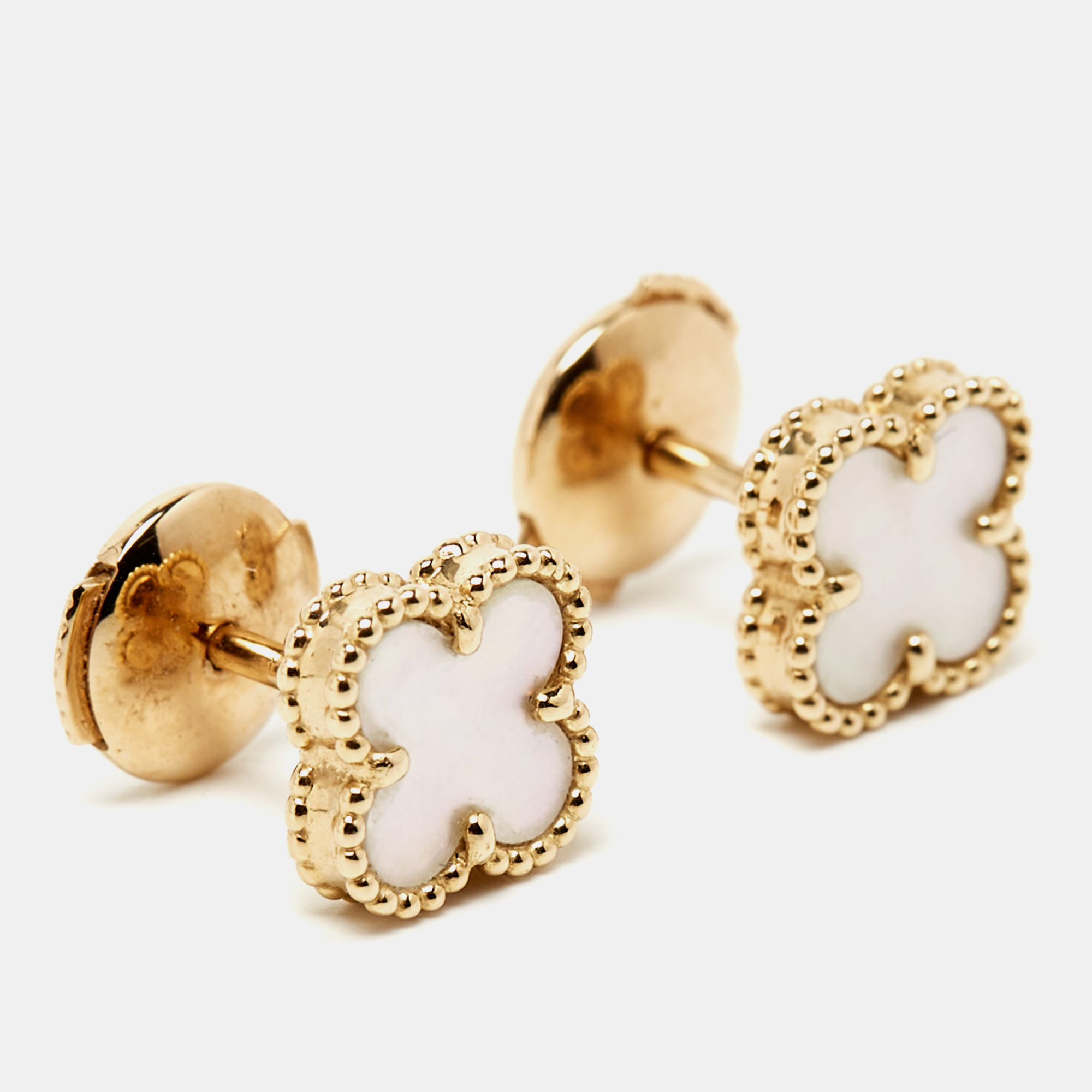 

Van Cleef & Arpels Sweet Alhambra Mother of Pearl 18k Yellow Gold Stud Earrings