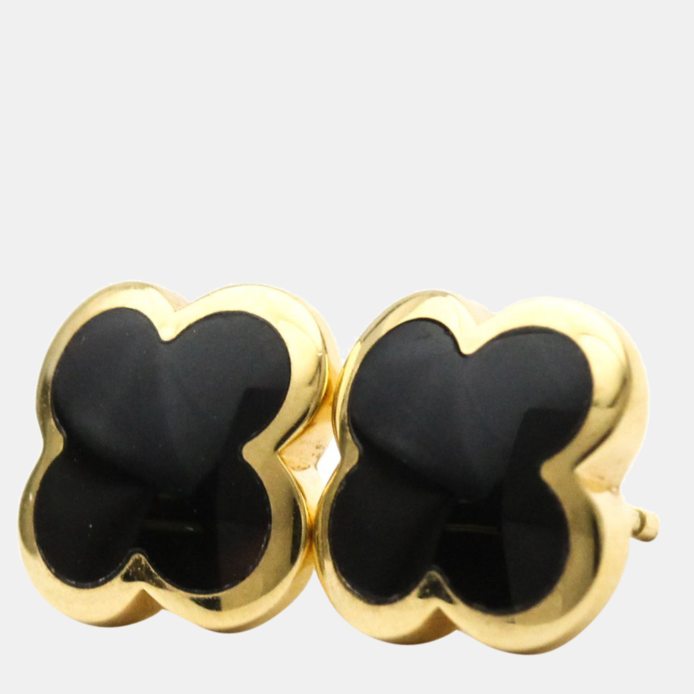 

Van Cleef & Arpels Pure Alhambra 18K Yellow Gold Onyx Earrings