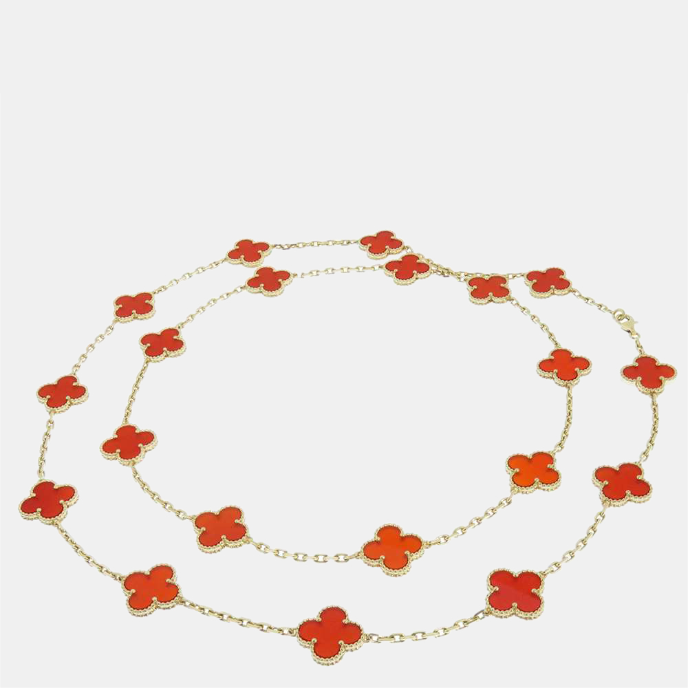 

Van Cleef & Arpels Vintage Alhambra 18K Yellow Gold Carnelian Necklace