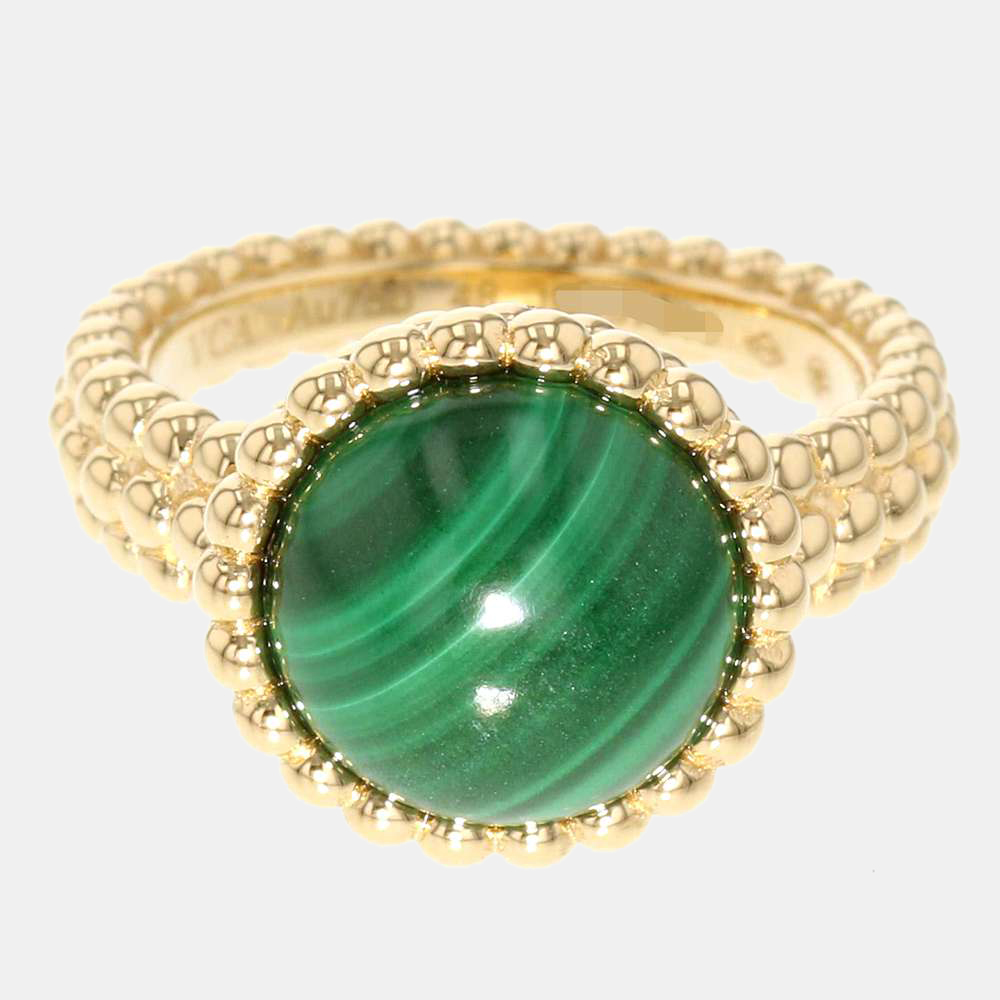 

Van Cleef & Arpels Perlee Couleurs Yellow Gold, Malachite Ring EU 48