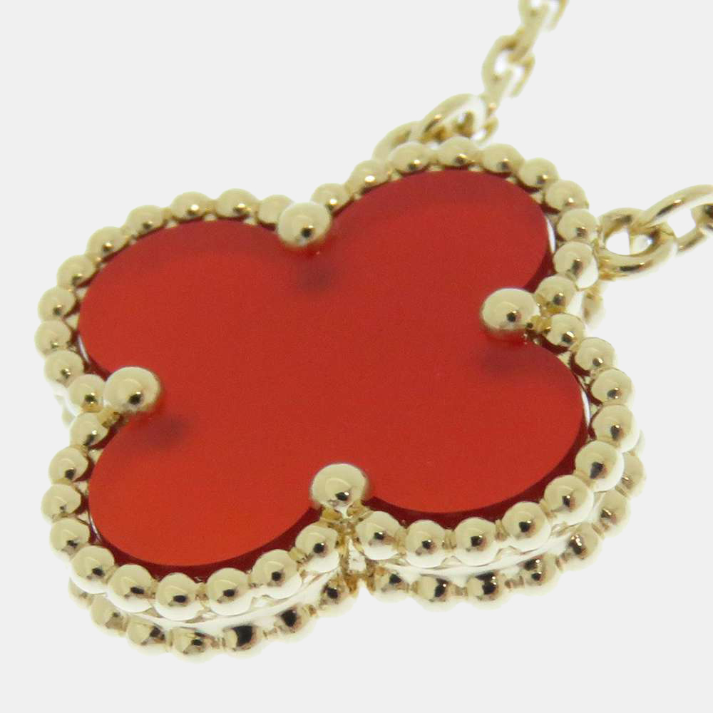 

Van Cleef & Arpels Vintage Alhambra 18K Yellow Gold Carnelian Necklace
