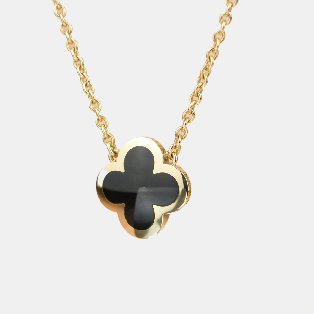

Van Cleef & Arpels Pure Alhambra 18K Yellow Gold Onyx Necklace