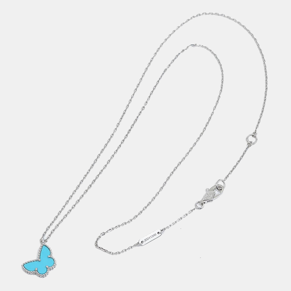 

Van Cleef & Arpels Sweet Alhambra 18K White Gold Turquoise Necklace