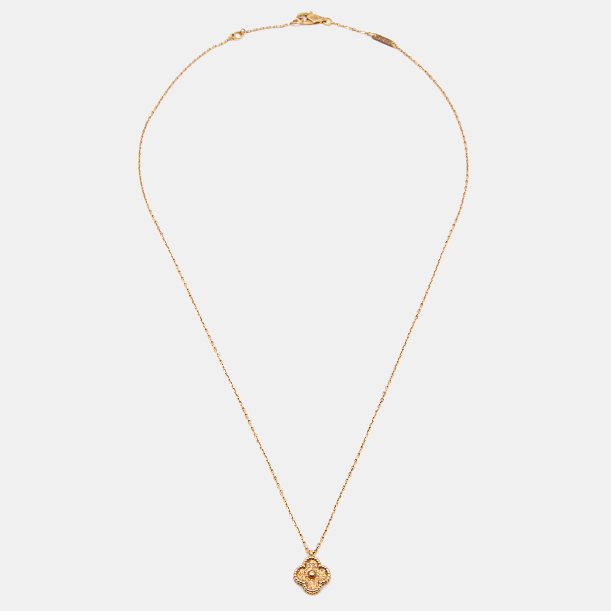 

Van Cleef & Arpels Sweet Alhambra 18k Rose Gold Textured Pendant Necklace