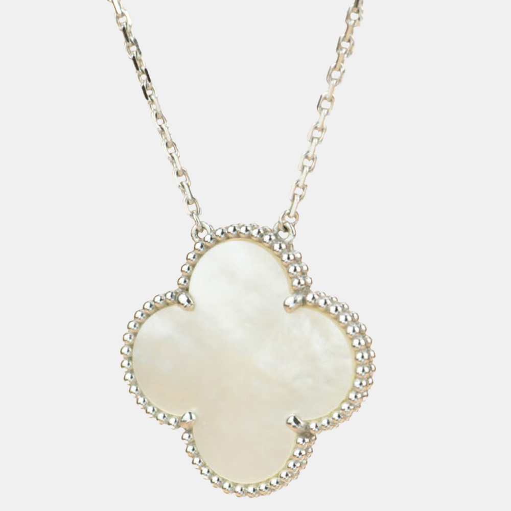 

Van Cleef & Arpels Mother of Pearl Magic Alhambra 18K White Gold Pendant Necklace
