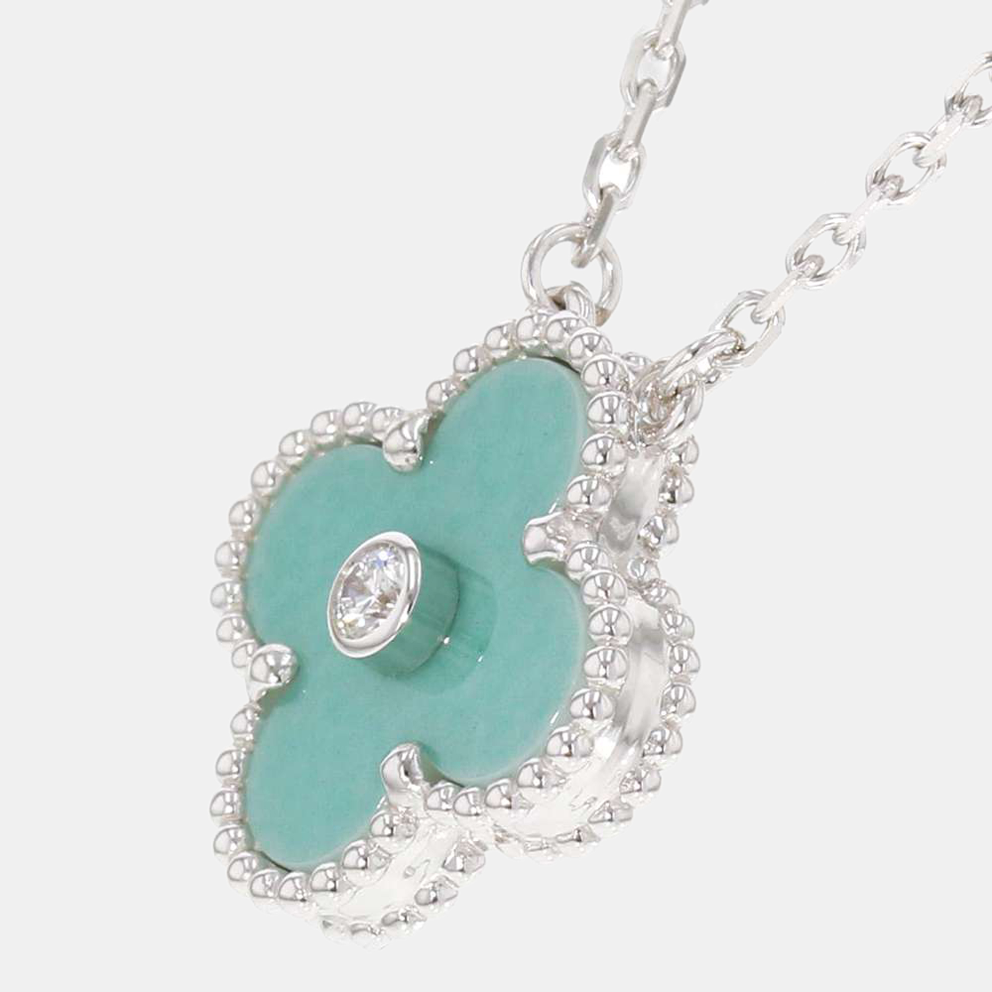 

Van Cleef & Arpels Holiday Limited Edition Vintage Alhambra 18K White Gold Diamond Necklace
