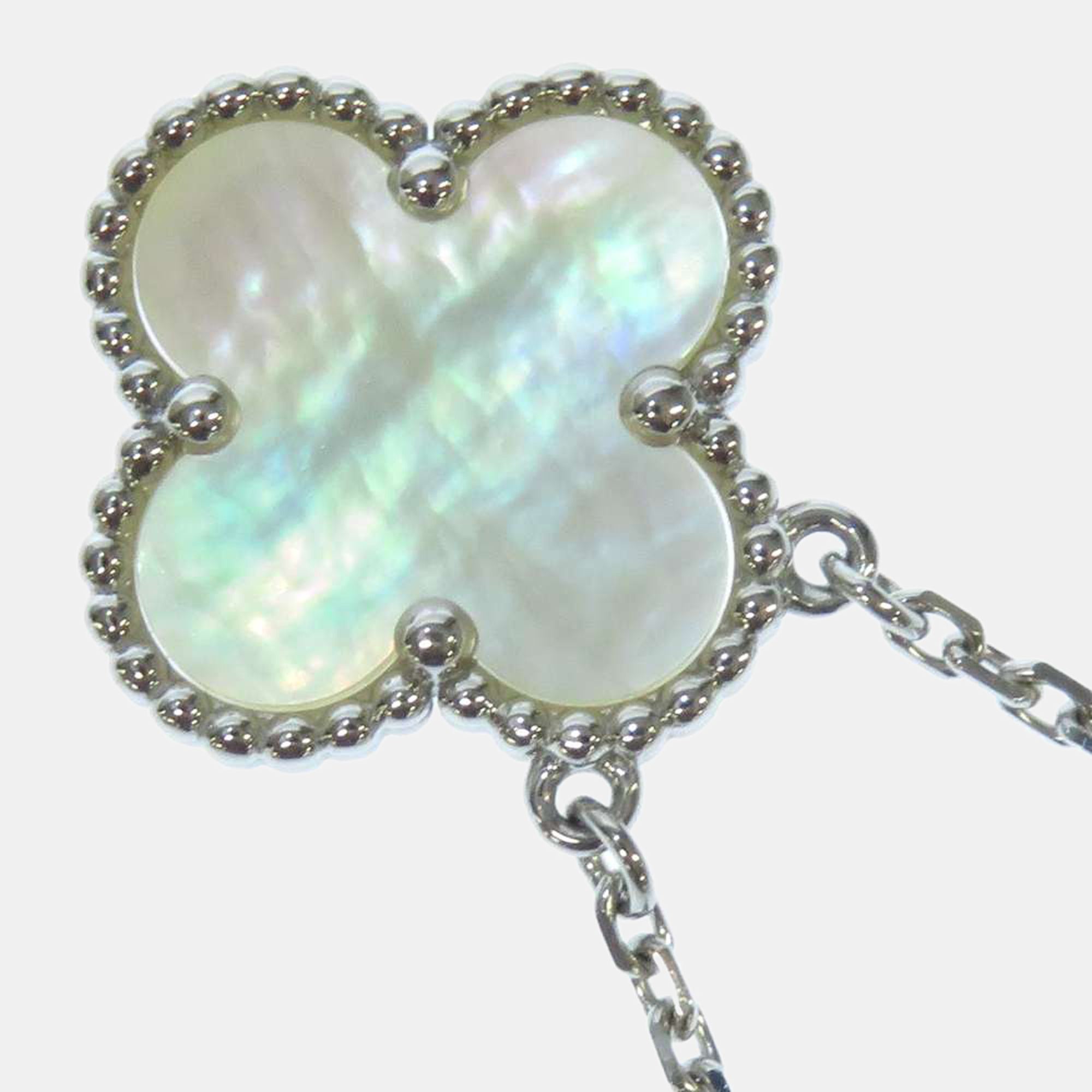 

Van Cleef & Arpels Vintage Alhambra 18K White Gold Mother of Pearl Necklace