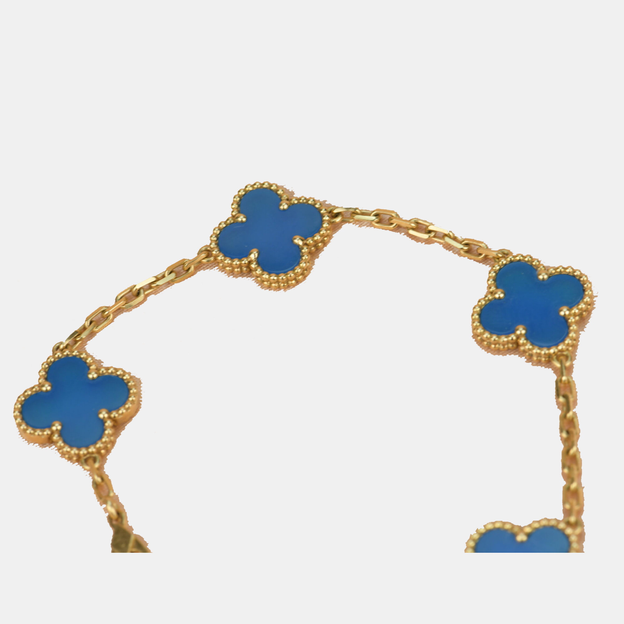 

Van Cleef & Arpels Blue Agate Vintage Alhambra 18k Gold Bracelet