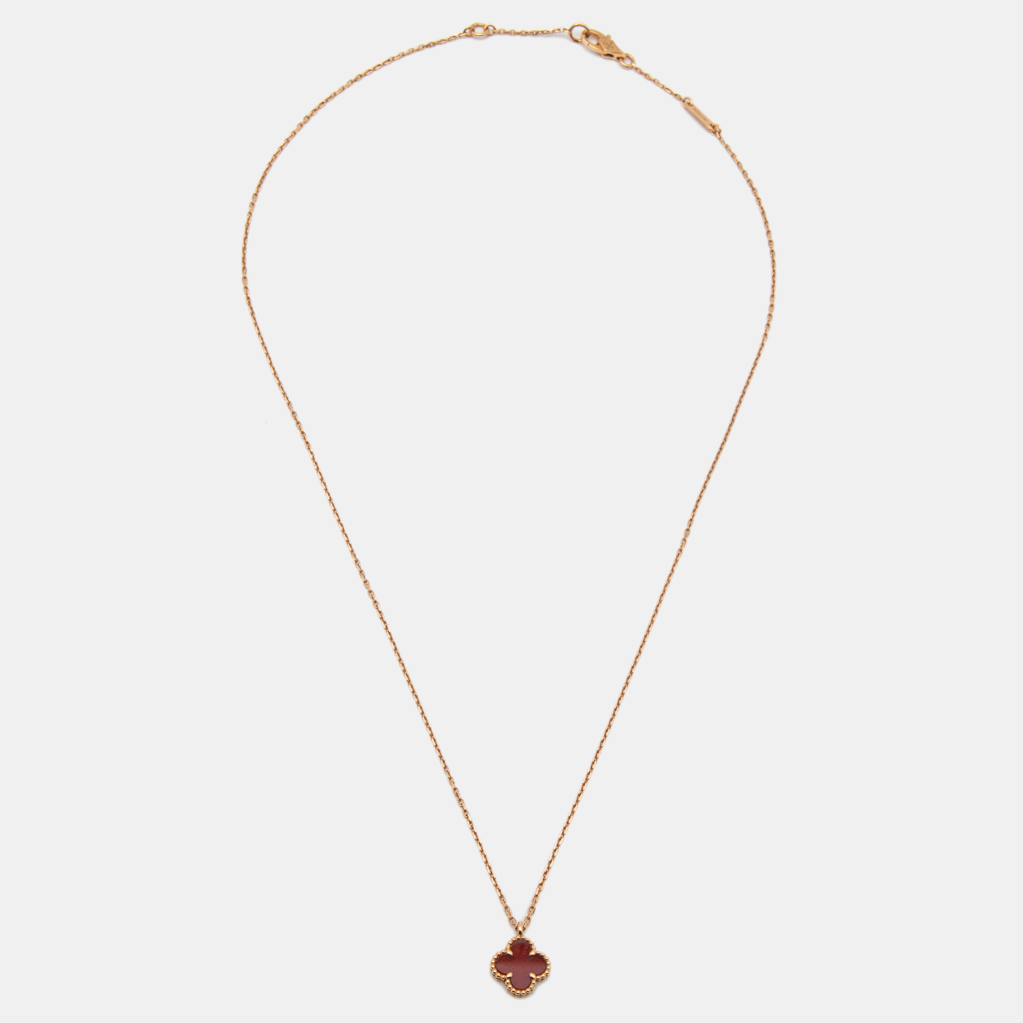 

Van Cleef & Arpels Sweet Alhambra Carnelian 18k Rose Gold Pendant Necklace