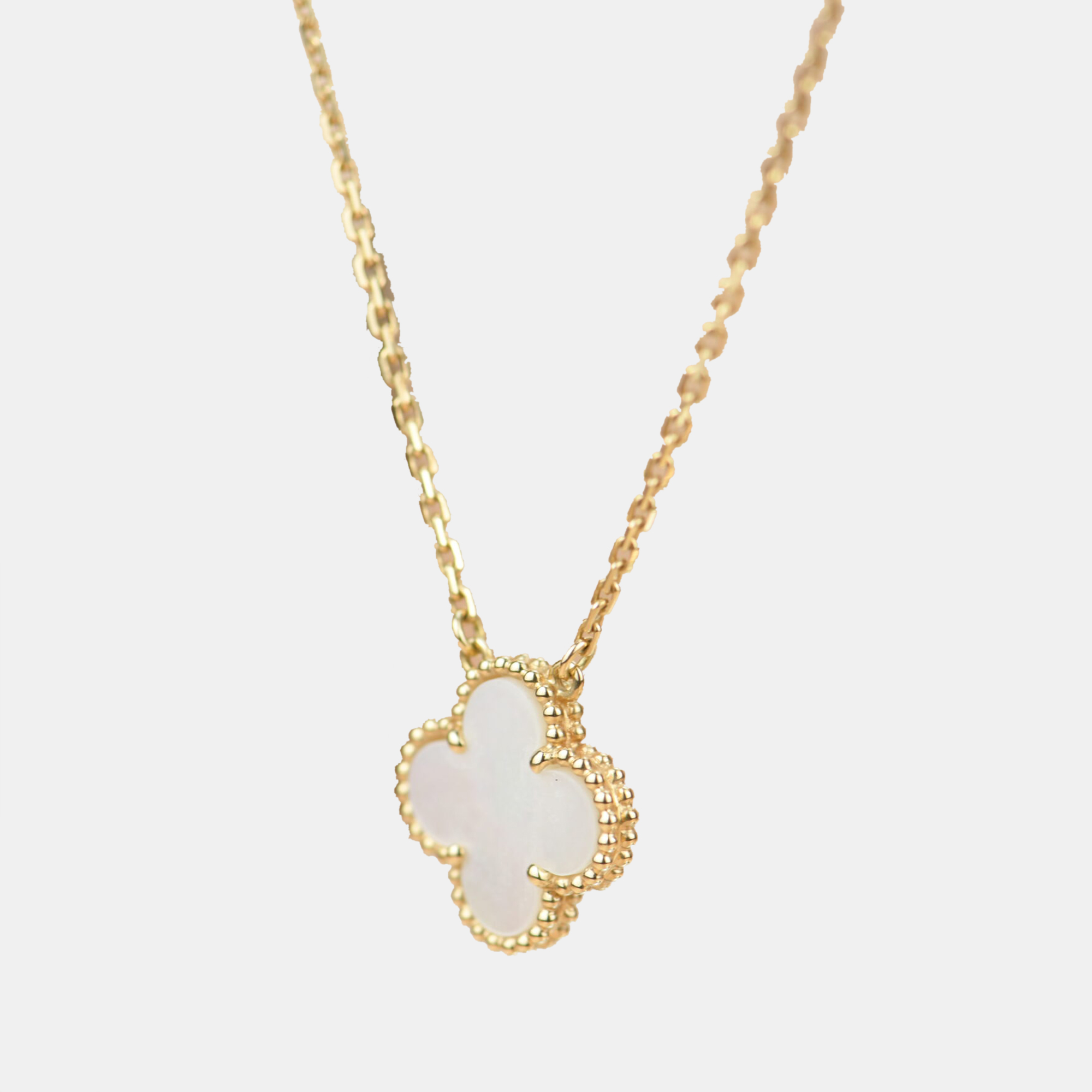 

Van Cleef & Arpels Mother of Pearl Alhambra Pendant Necklace, White