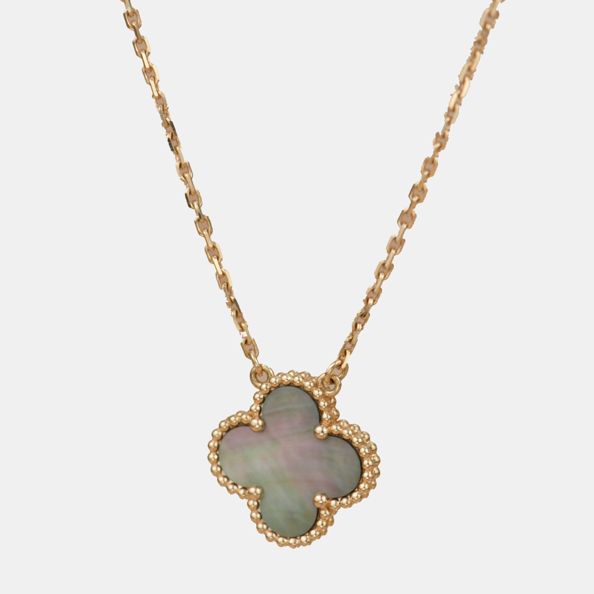 

Van Cleef & Arpels Gray Mother of Pearl Alhambra Pendant Necklace, Grey