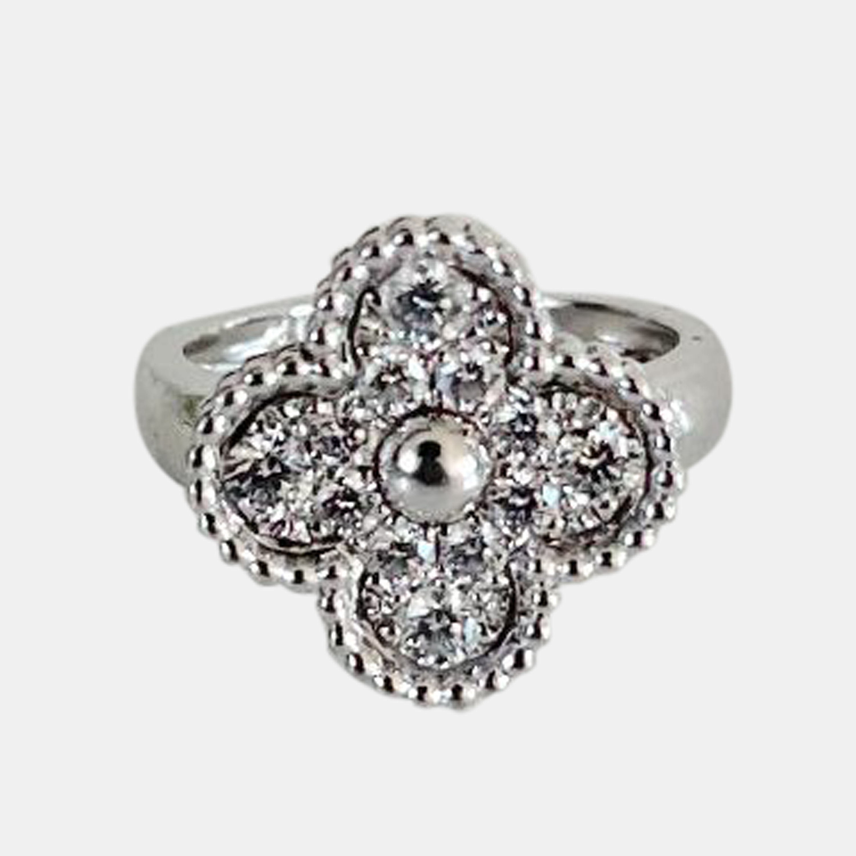 

Van Cleef & Arpels Alhambra Ring White Gold and Diamonds Ring Size EU 49