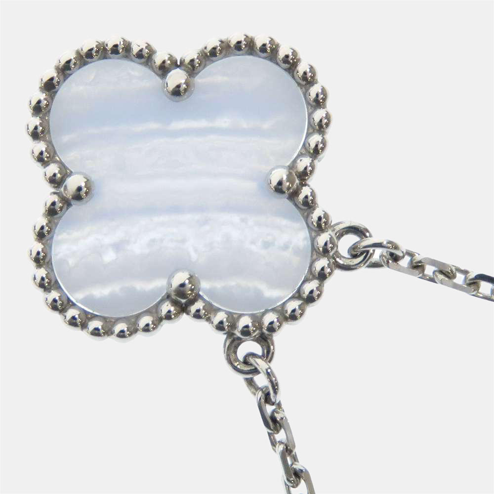 

Van Cleef & Arpels Vintage Alhambra 18K White Gold Chalcedony Necklace