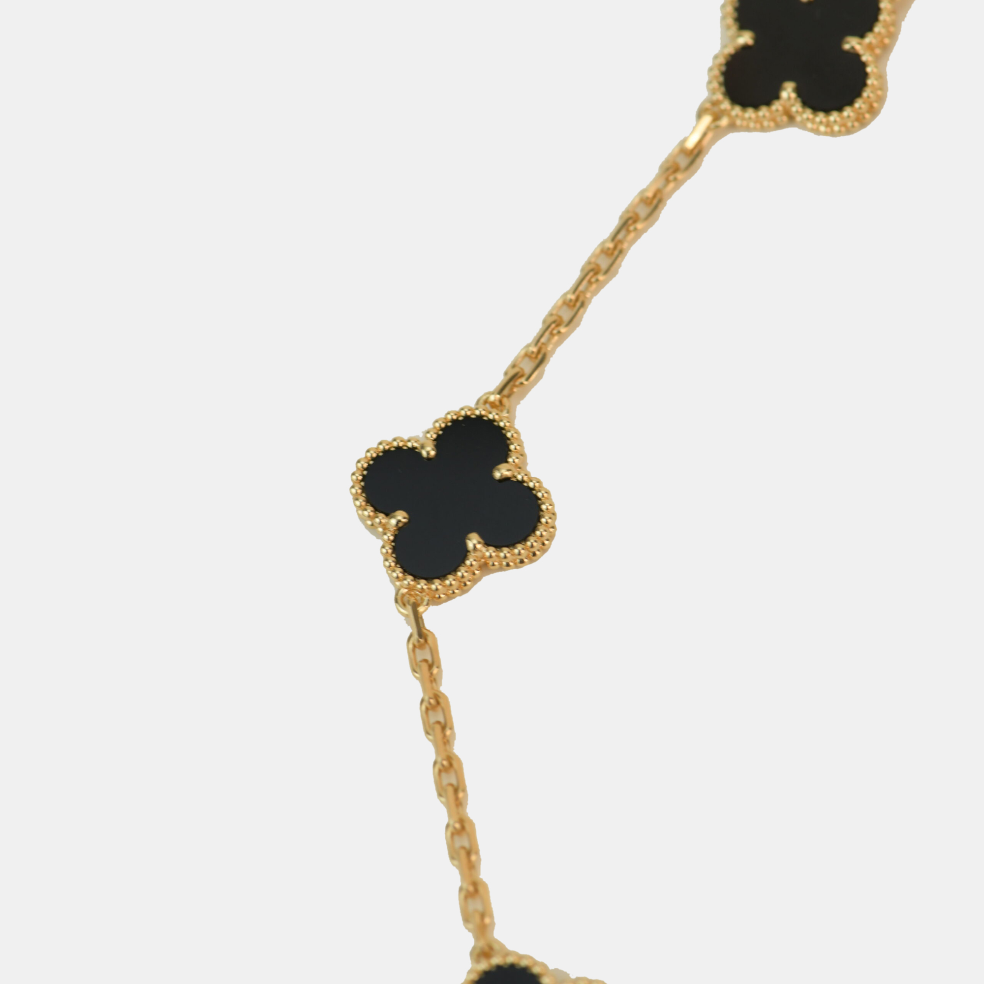 

Van Cleef & Arpels Vintage Alhambra Black Onyx 10 Motif Yellow Gold Necklace