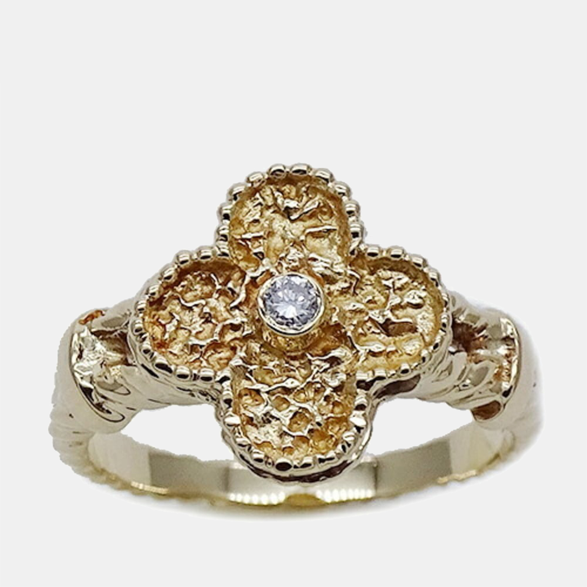 

Van Cleef & Arpels Vintage Alhambra 18K Yellow Gold Diamond Ring EU 56
