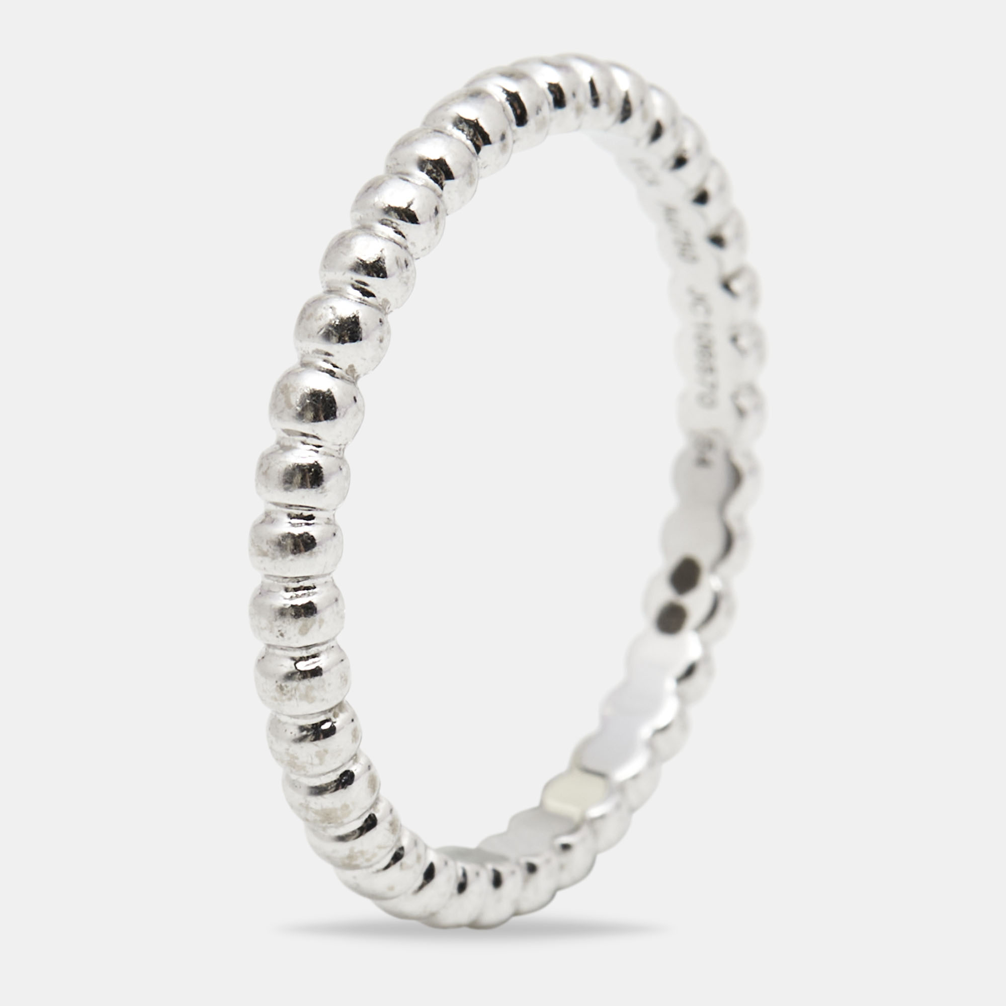 Van Cleef & Arpels Perlée Pearls of Gold 18k White Gold Small Model Ring Size 54
