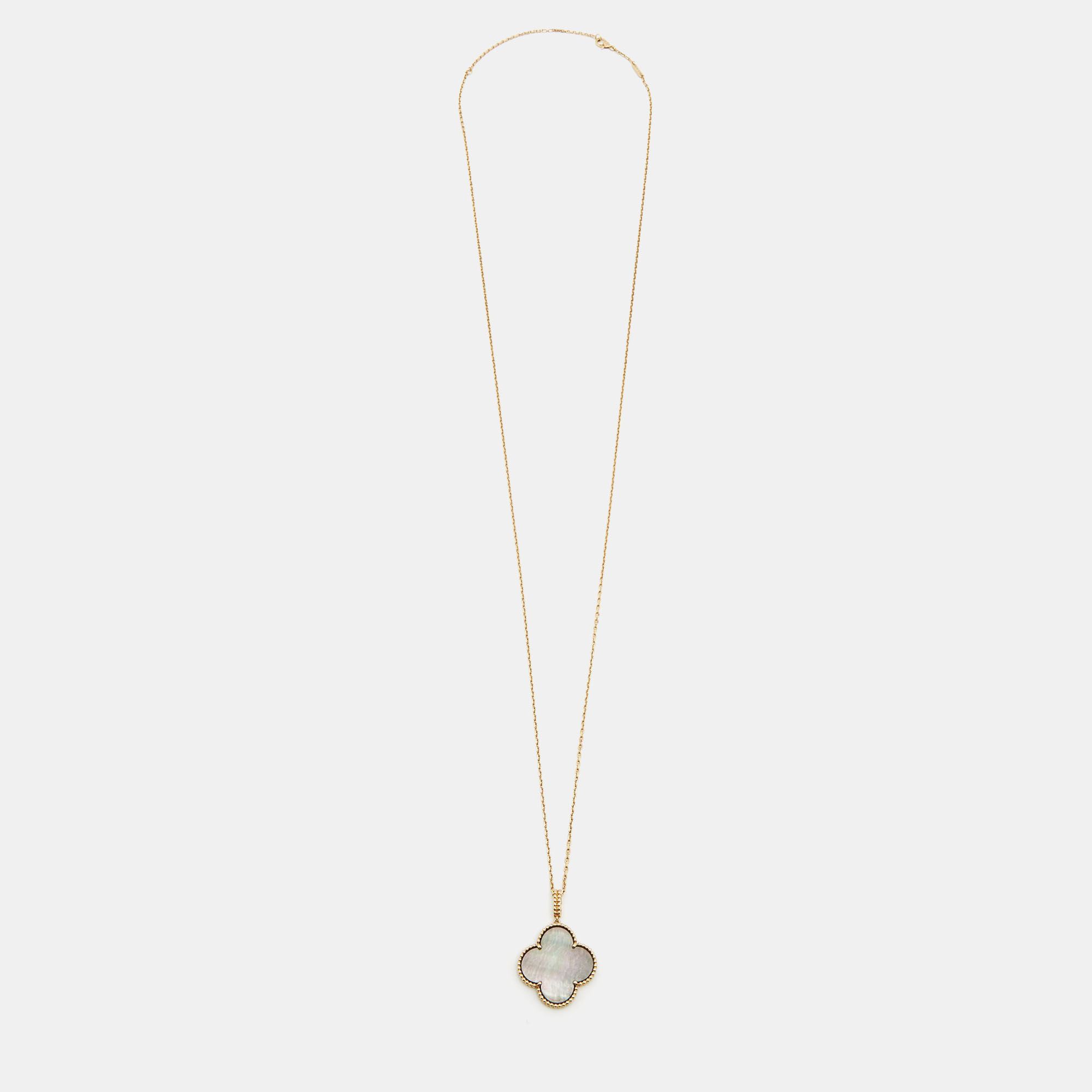 

Van Cleef & Arpels Magic Alhambra Grey Mother of Pearl 18k Yellow Gold Long Pendant Necklace