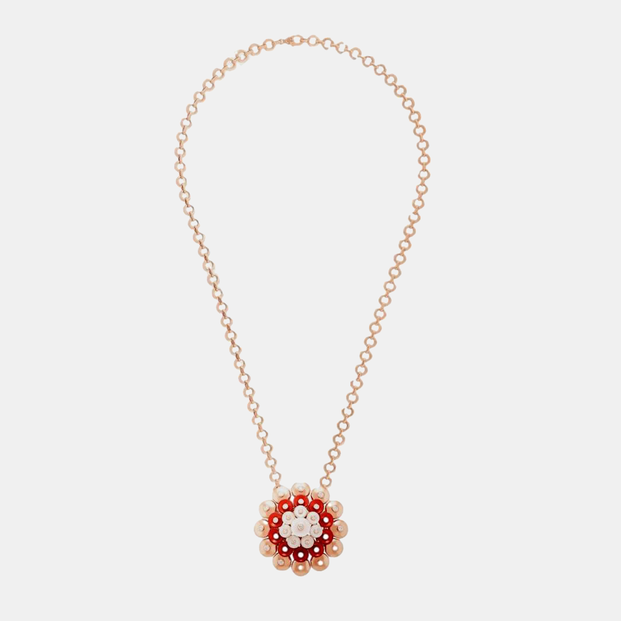 

Van Cleef & Arpels Bouton dâor 18K Rose Gold Carnelian Diamond Pendant Necklace