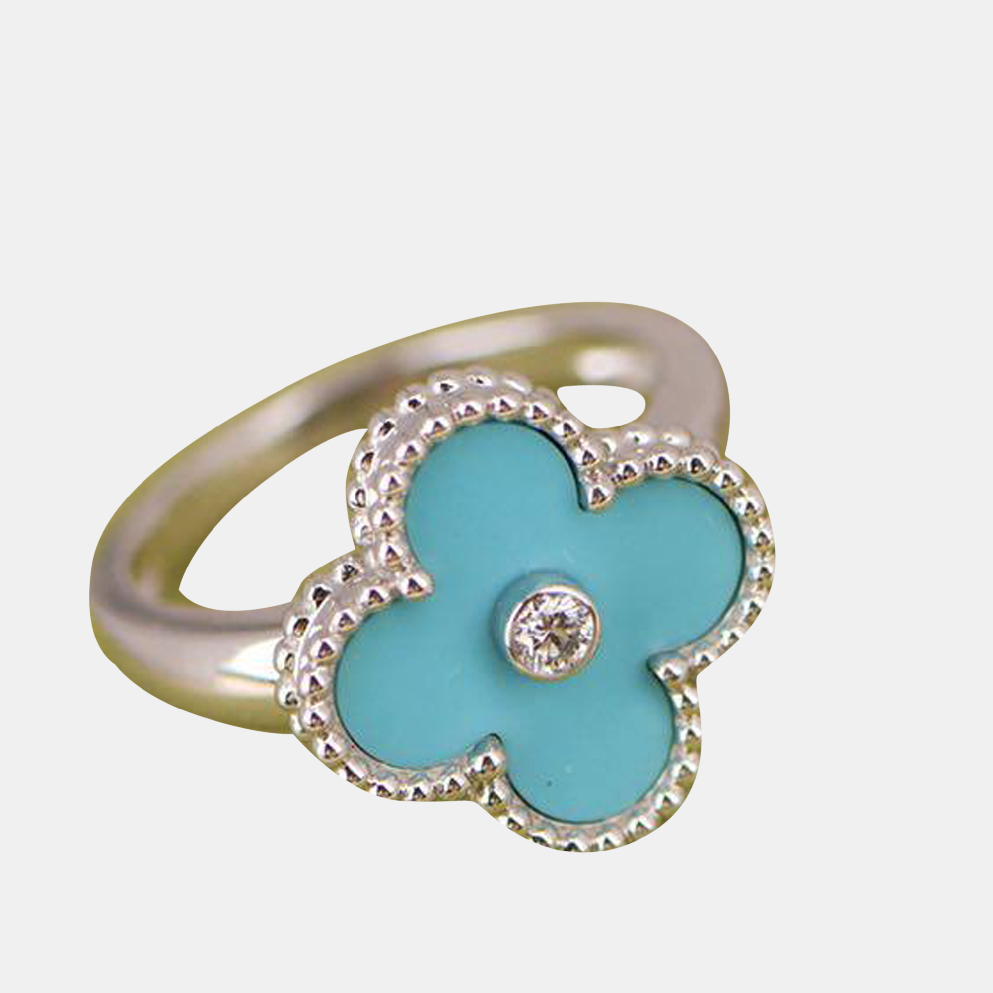Van Cleef & Arpels Alhambra Turquoise White Gold Diamond Ring