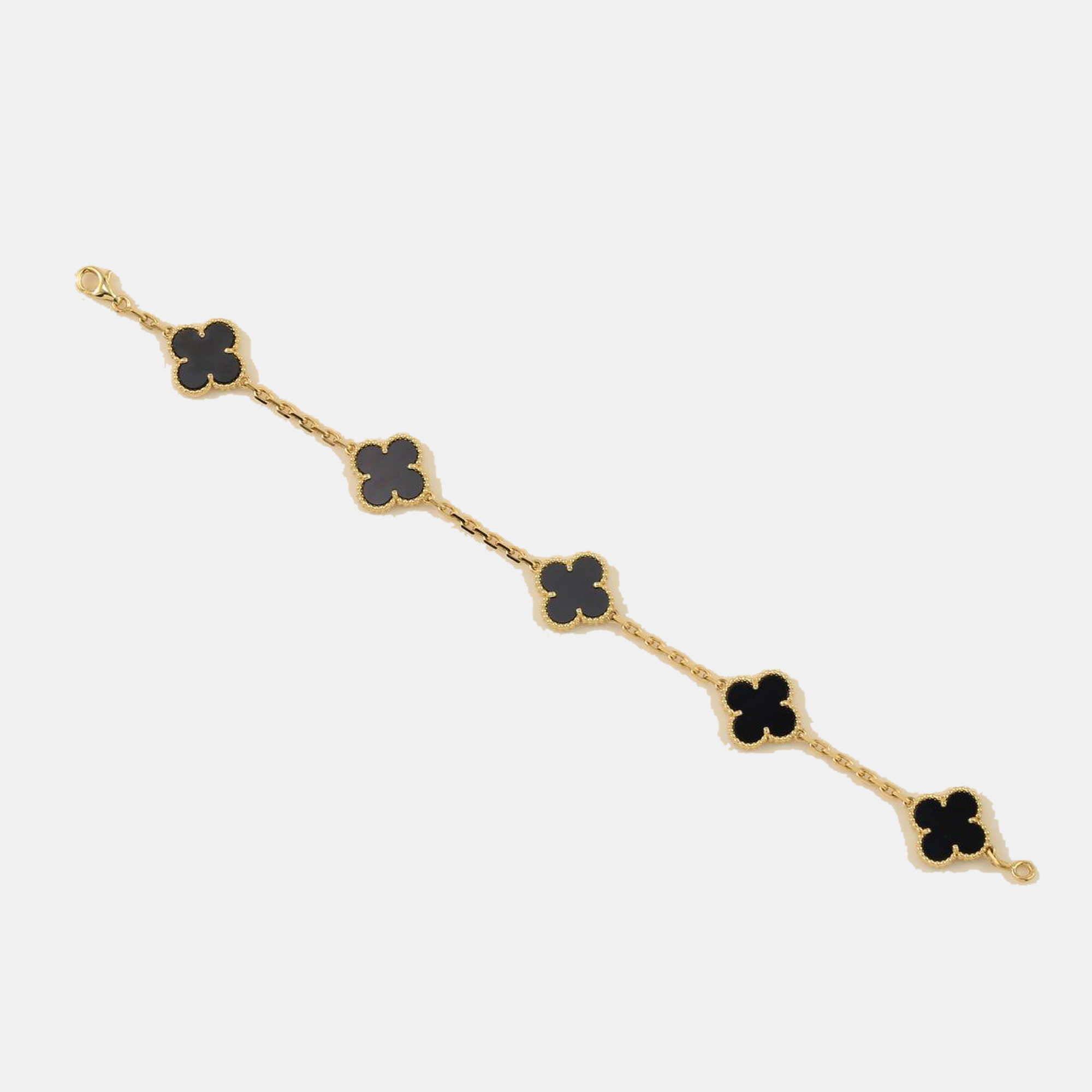 

Van Cleef & Arpels Black Onyx Vintage Alhambra 18k Gold Bracelet