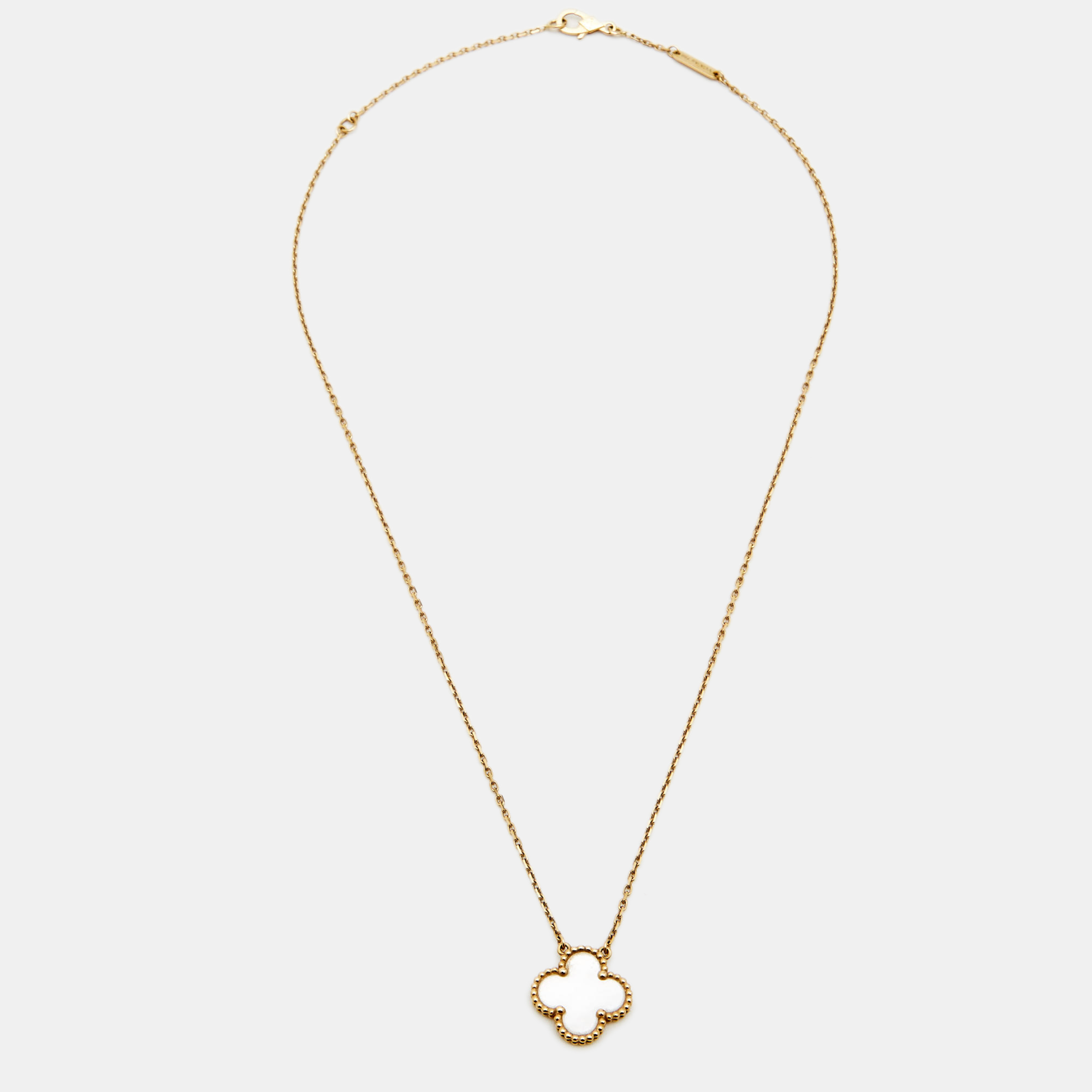 

Van Cleef & Arpels Vintage Alhambra Mother of Pearl 18k Yellow Gold Necklace