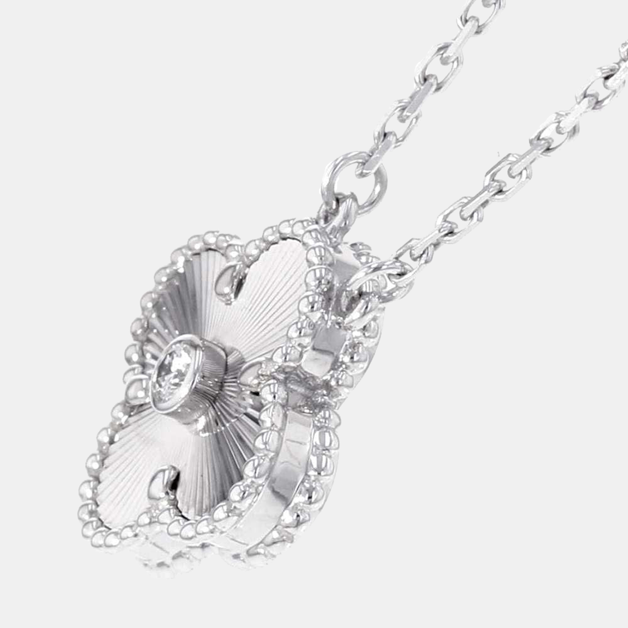 

Van Cleef & Arpels 18K White Gold and Diamond Vintage Alhambra Pendant Necklace