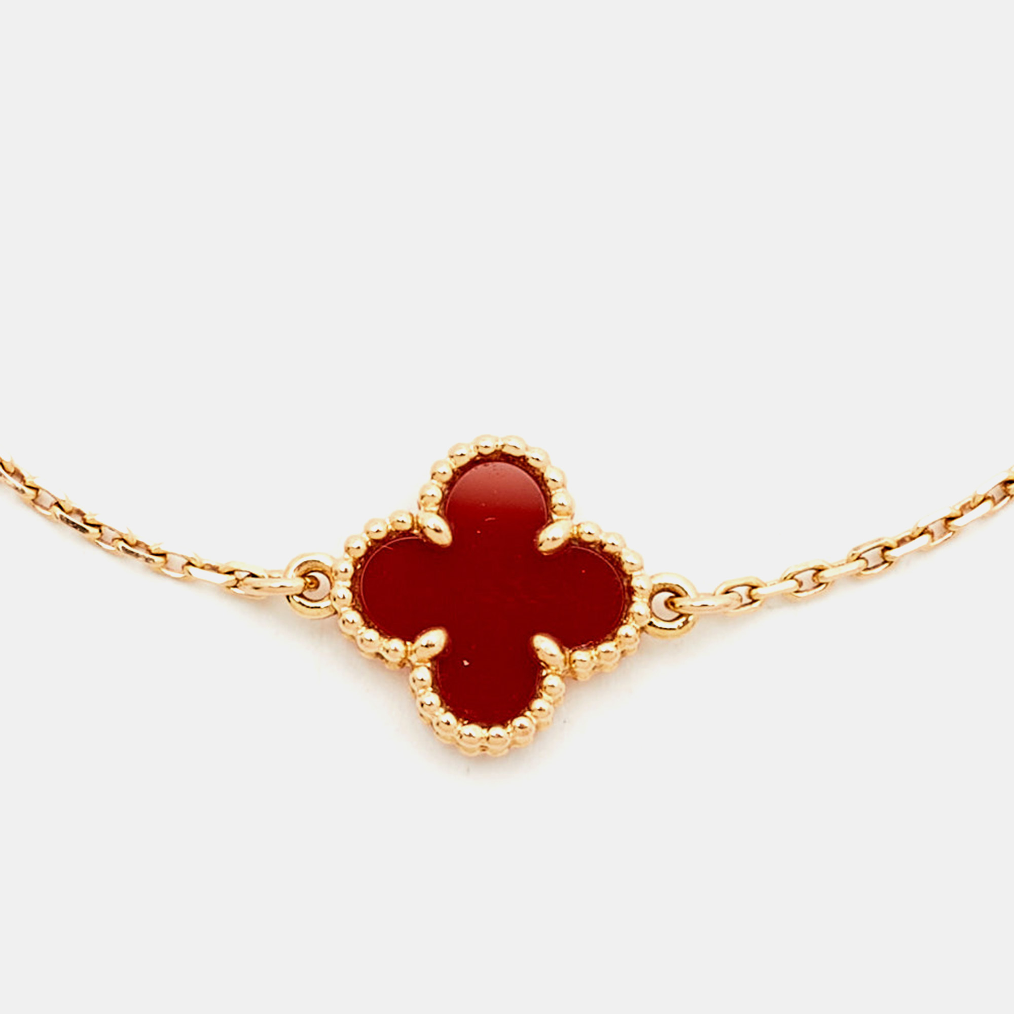 

Van Cleef & Arpels Sweet Alhambra Carnelian 18k Rose Gold Bracelet