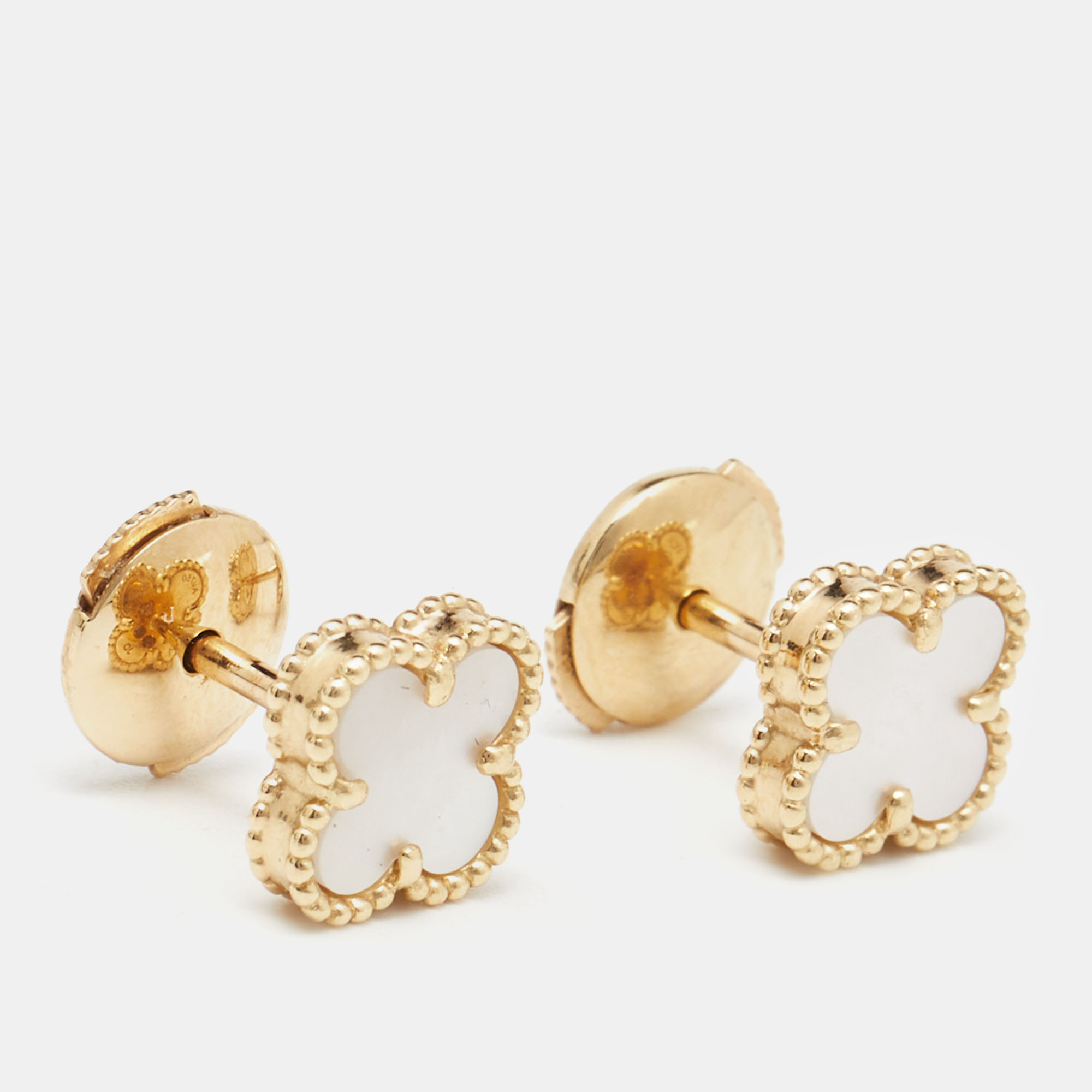 

Van Cleef & Arpels Sweet Alhambra Mother of Pearl 18k Yellow Gold Stud Earrings