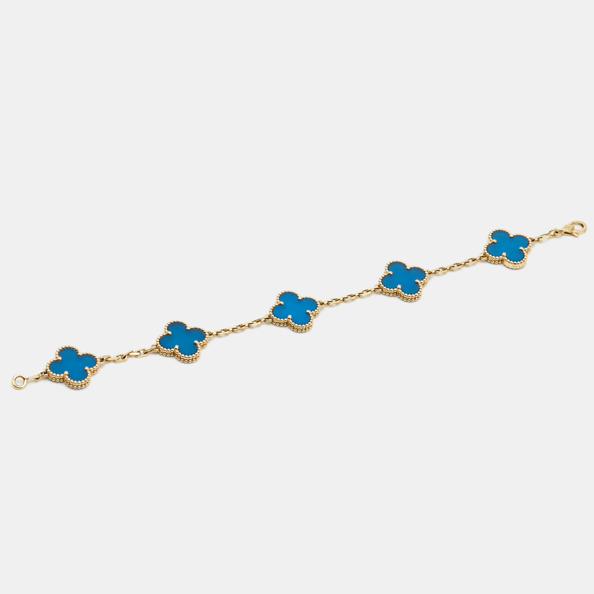 

Van Cleef & Arpels Vintage Alhambra Agate 18k Yellow Gold Bracelet