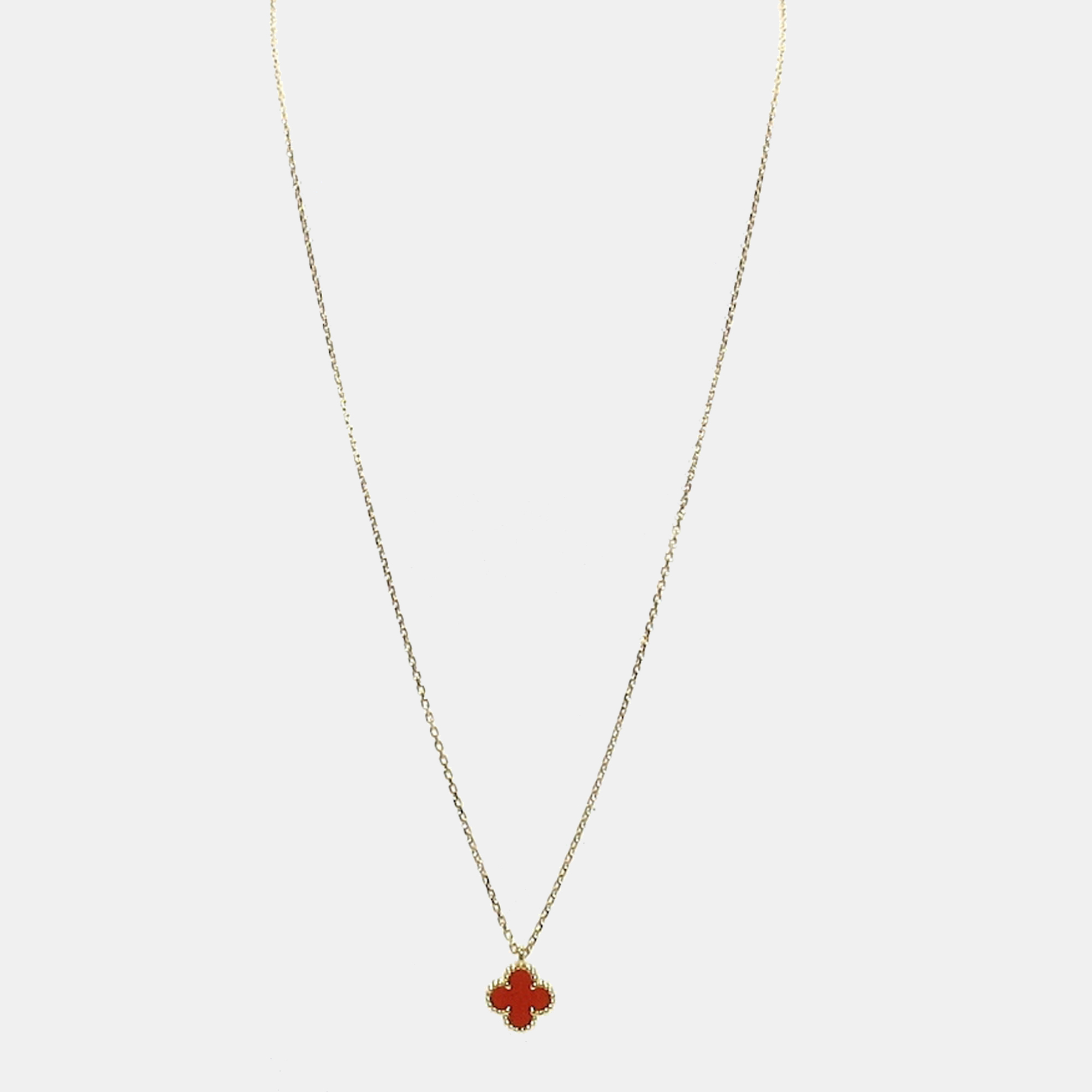 

Van Cleef & Arpels Vintage Alhambra 18K Yellow Gold Carnelian Necklace